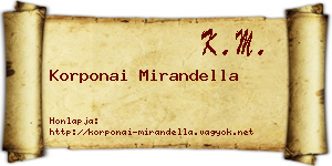 Korponai Mirandella névjegykártya